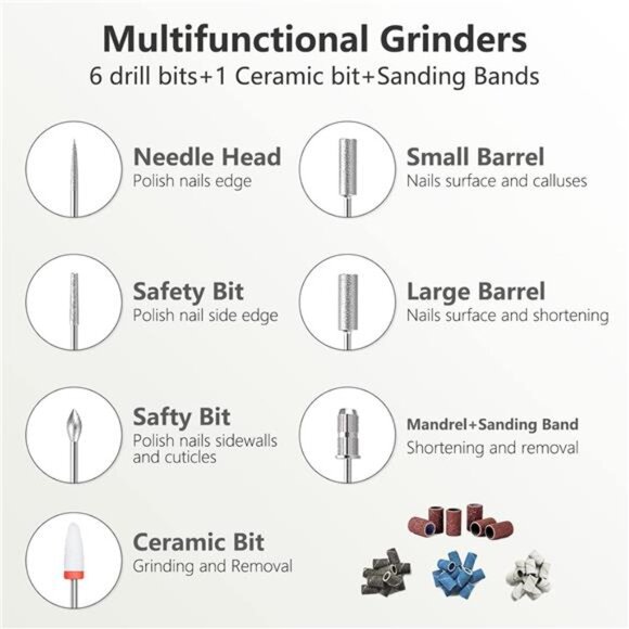 Electric Nail Drill Machine Professional,Cordless Electric Nail File for GelNail - Picture 2 of 7